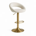 Tabouret de bar réglable pivotant beige en polyester et acier doré 52 x 52 x 93-114 cm