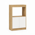 Étagère de rangement sur pied rectangulaire chêne clair et blanc en panneaux MDF 80 x 40 x 120 cm