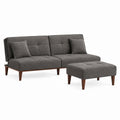 Canapé 2 places avec repose-pieds gris en polyester forme rectangulaire 183 x 86 x 84 cm
