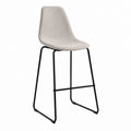 Tabouret de bar gris clair en polyester avec piètement en acier noir 96 cm