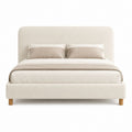 Lit coffre 160 x 200 cm beige en polyester avec tête de lit capitonnée