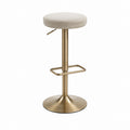 Tabouret de bar réglable beige et doré en polyester acier avec assise ronde Ø 38 cm hauteur 62-84 cm