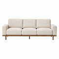 Canapé droit 3 places beige en polyester et hévéa massif 210 x 85 x 82 cm