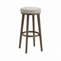 Tabouret de bar rond beige en polyester et bois massif teinté brun 40 x 40 x 75 cm