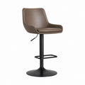 Tabouret de bar réglable marron en cuir synthétique PU avec accoudoirs 50 x 52 x 91-112 cm