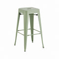 Tabouret de bar vert en acier assise carrée 43 x 43 x 76 cm
