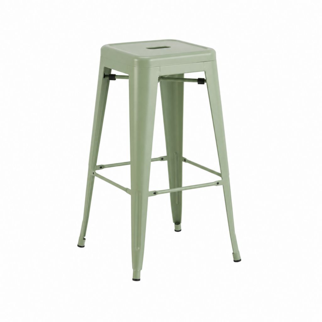 Tabouret de bar vert en acier assise carrée 43 x 43 x 76 cm