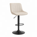 Tabouret de bar réglable pivotant beige en polyester et acier 45 x 50 x 88-109 cm